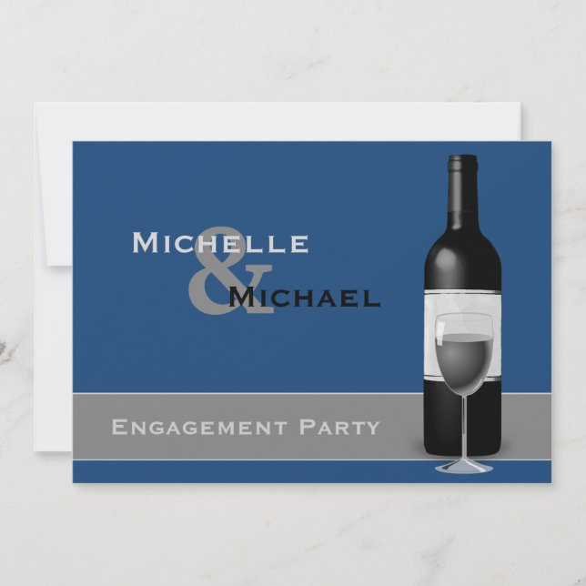 Modern Wine Bottle Engagement Party Invitation (Front)