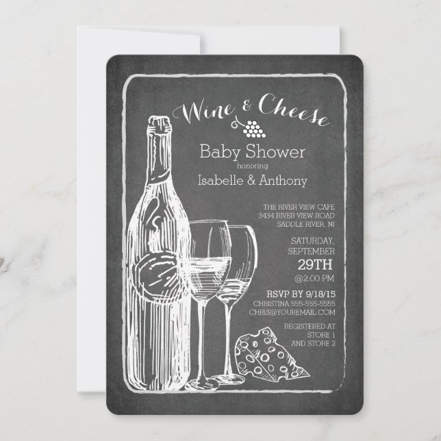 Modern Wine & Cheese Baby Shower Invitation (Front)