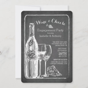 Modern Wine & Cheese Engagement Party Invitation
