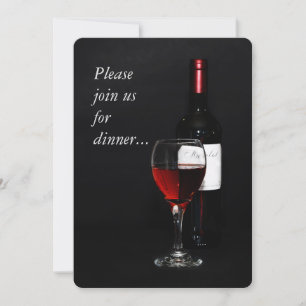 Modern wine glass and bottle invitation