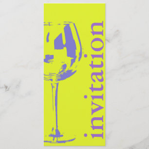 modern wine glass - winetasting bridal shower invitation