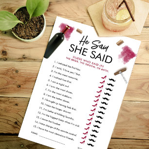 Modern Wine - He Said She Said Game Card