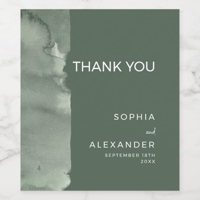 Modern Wine Label Watercolor Wedding. (Single Label)