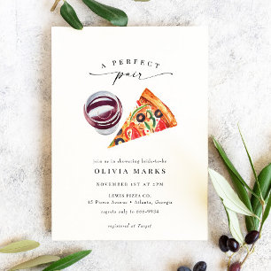 Modern Wine & Pizza Perfect Pair Bridal Shower Invitation