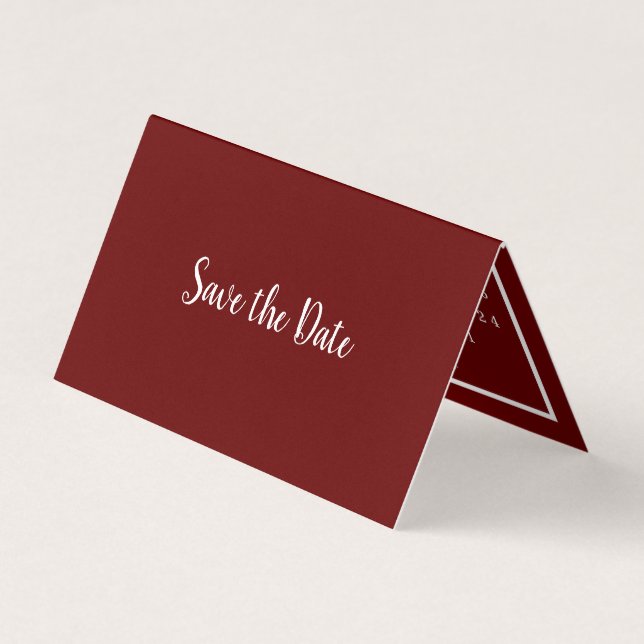 Modern Wine Red Calendar Save The Date Card (Front)