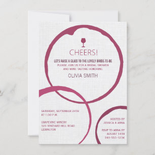 Modern Wine Stain Rings Bridal Shower Invitations