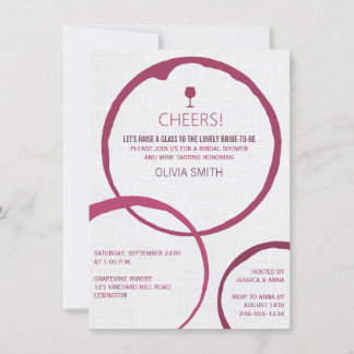 Modern Wine Stain Rings Bridal Shower Invitations