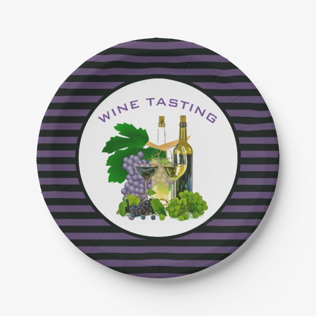 Modern Wine Tasting Paper Plate (Front)