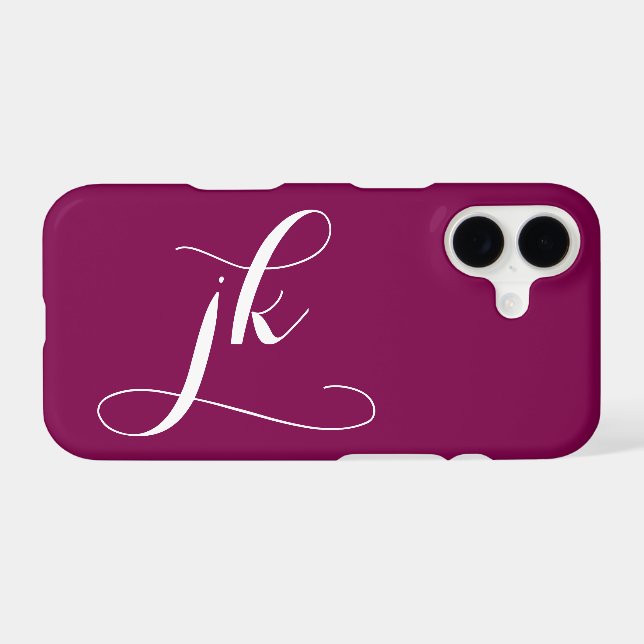Modern Wine White Script Monogram Name (Back (Horizontal))