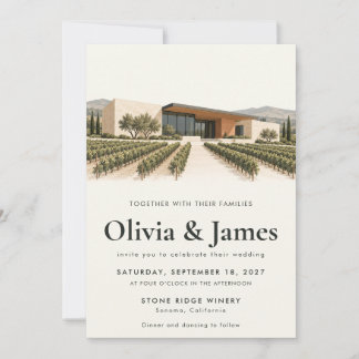 Modern Winery Vineyard Wedding Invitation