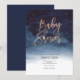 Modern, Winter, Baby Boy, Baby Shower Invitation