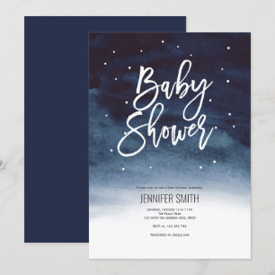 Modern, Winter, Baby Boy, Baby Shower Invitation