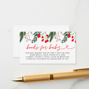 Modern Winter Christmas Baby Shower Books for Baby Enclosure Card