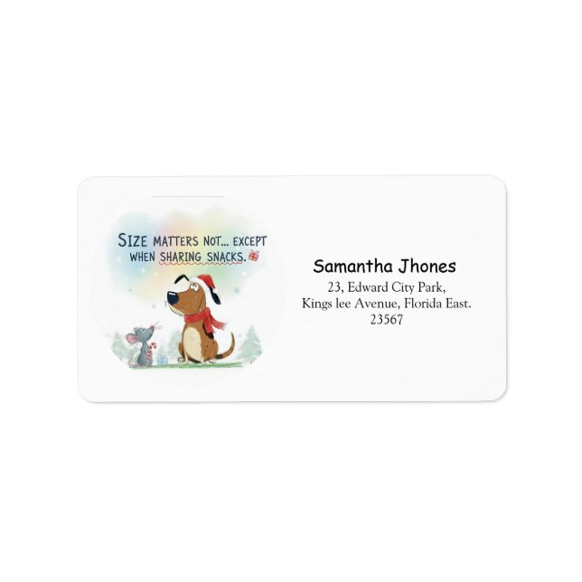Modern winter  christmas cute dog return address  label (Front)