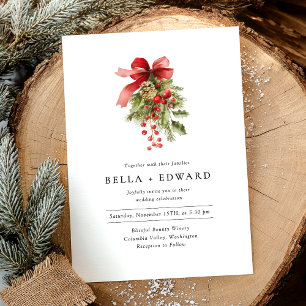 Modern Winter Christmas Minimalist Wedding Invitation