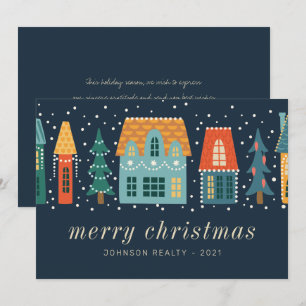 Modern Winter Christmas Town Business Holiday Card