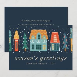 Modern Winter Christmas Town Business Holiday Card
