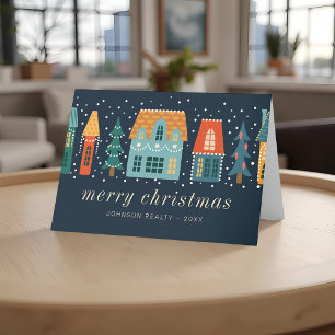 Modern Winter Christmas Town Business Holiday Card