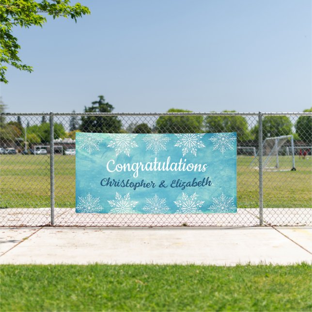 Modern Winter Congratulations Engagement Wedding Banner (Insitu)