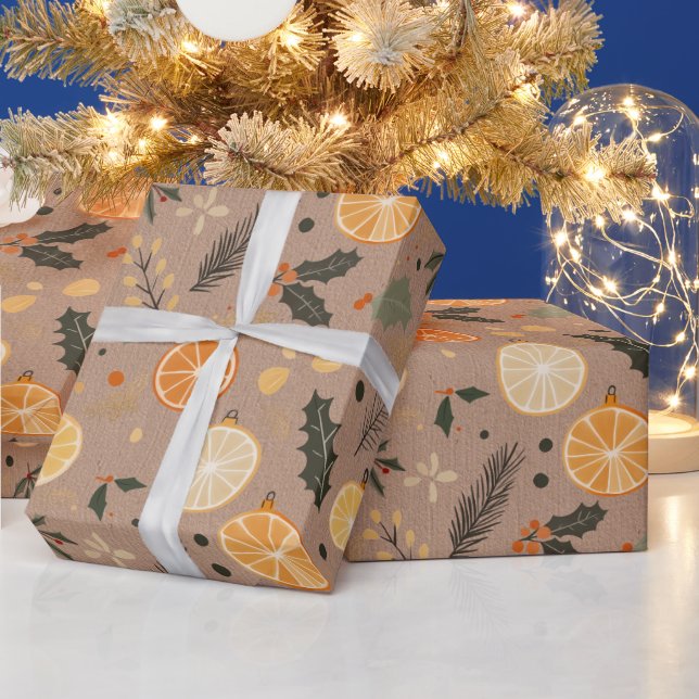 Modern Winter Dried Citrus Kraft  Wrapping Paper (Holidays)