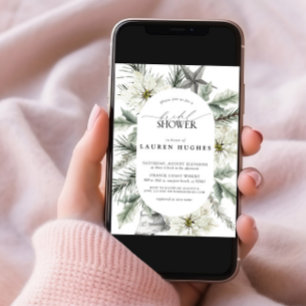 Modern Winter Evergreen Floral Bridal Shower Invitation