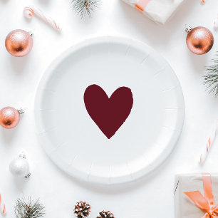 Modern Winter Festive Burgundy Red Baby Shower Paper Plate