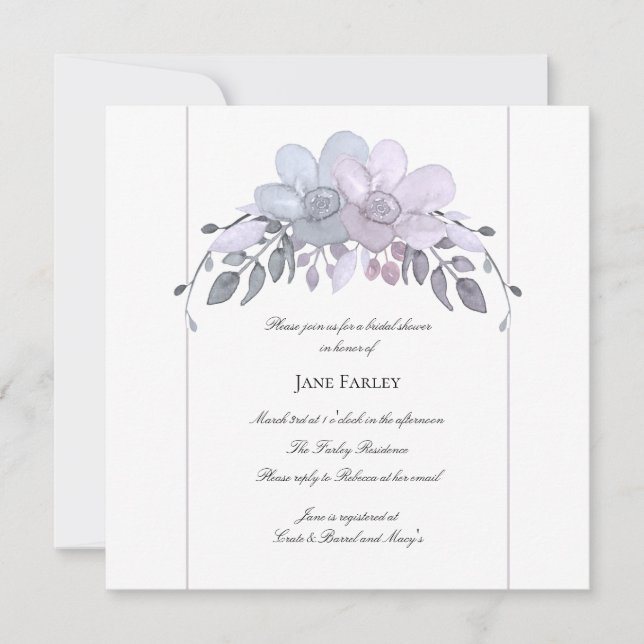 Modern Winter Floral Bridal Shower Invitation (Front)
