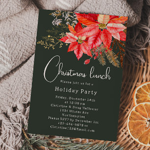 Modern Winter Floral Christmas Lunch Invitation