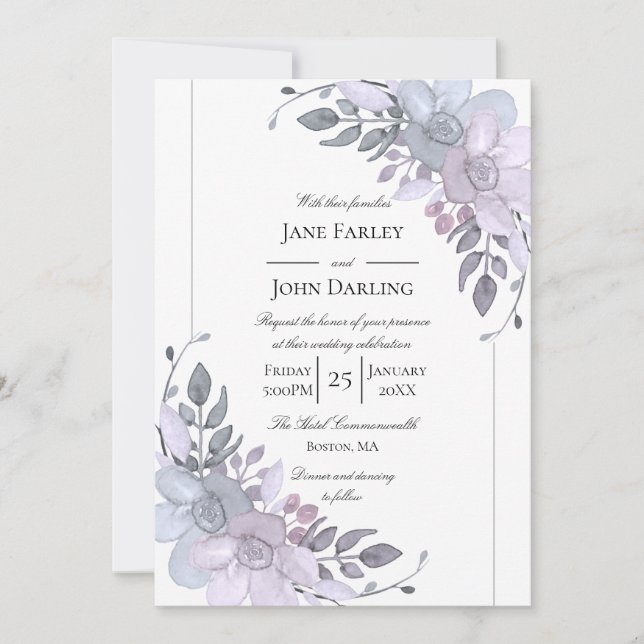 Modern Winter Floral Invitation (Front)