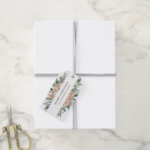 modern winter floral merry christmas gift tags