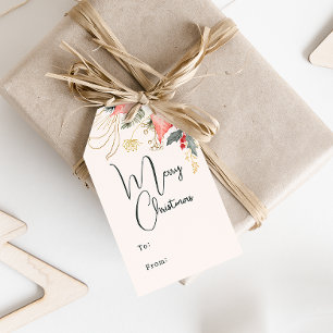Modern Winter Floral Merry Christmas To and From Gift Tags