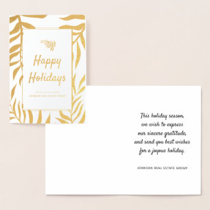 Modern Winter Foliage   Holiday Greetings Foil Card