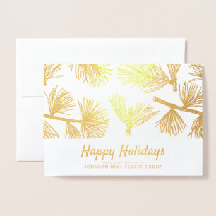 Modern Winter Foliage   Holiday Greetings Foil Card