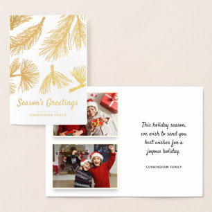 Modern Winter Foliage Season's Holiday Greetings Foil Card