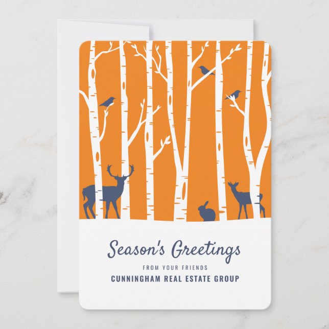 Modern Winter Forest | Season's Greetings Holiday Card (Front)