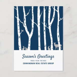 Modern Winter Forest Season's Greetings Holiday Postcard