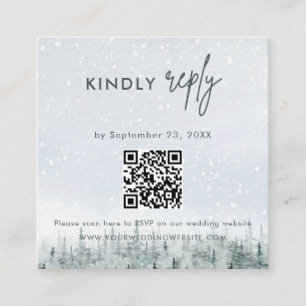 Modern Winter Forest Wedding RSVP Card