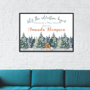 Modern Winter Forest Woodland Animals Adventure Banner