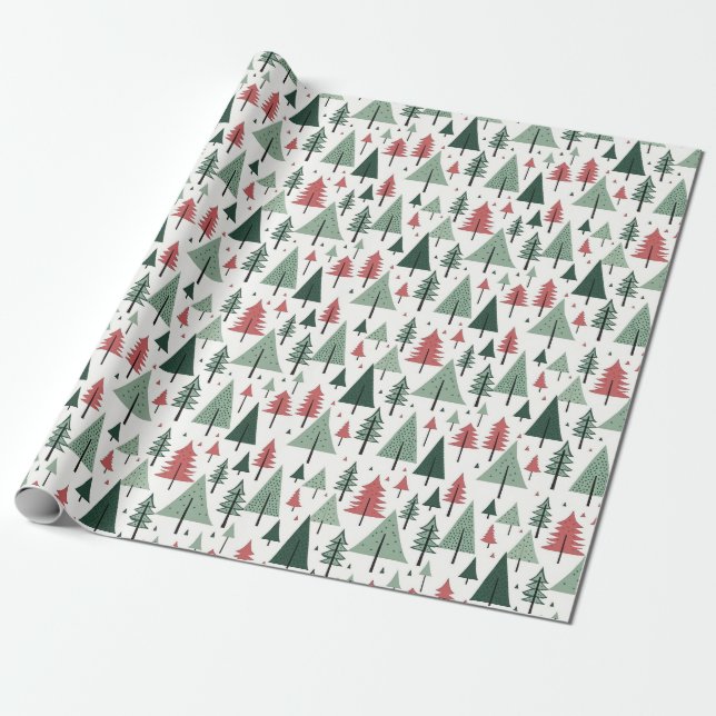 Modern Winter Forest Wrapping Paper (Unrolled)