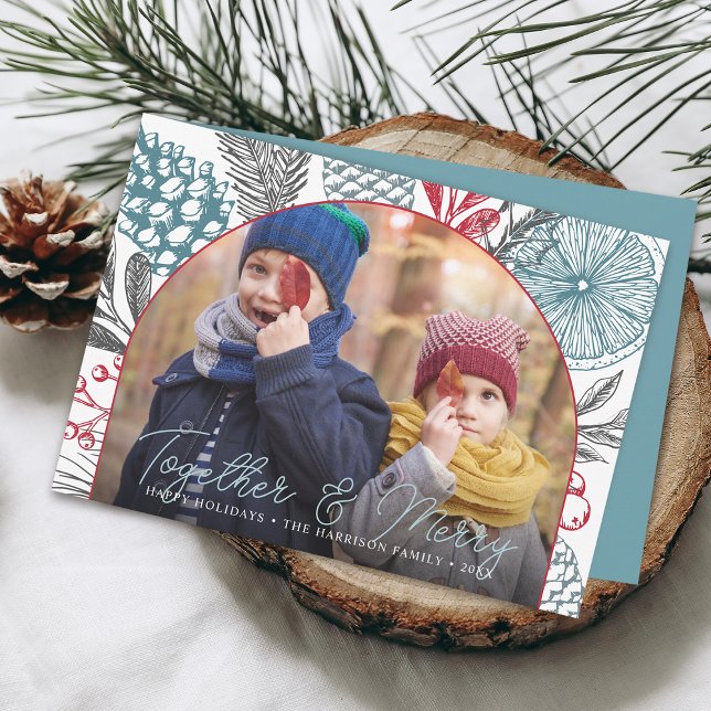 Modern Winter Greenery Christmas Photo Holiday Card (Modern Winter Greenery Christmas Photo Holiday Card)