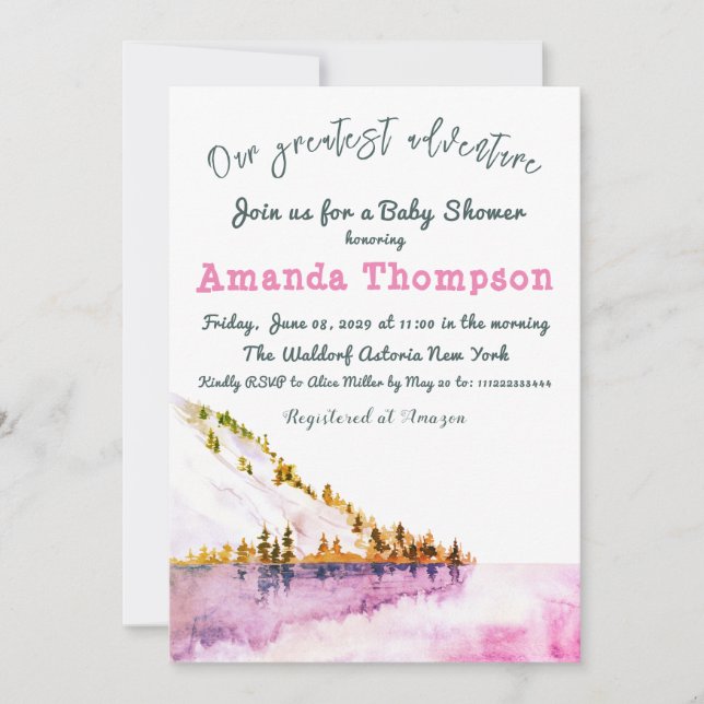 Modern Winter Landscape Our Greatest Adventure Invitation (Front)