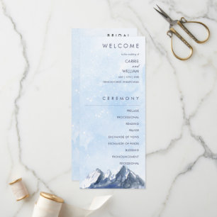 Modern Winter Mountain Pattern Wedding Programme