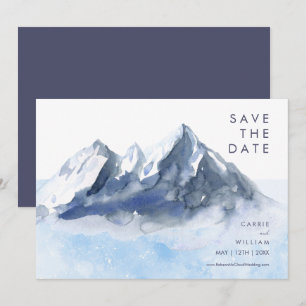 Modern Winter Mountain Pattern Wedding Save The Date
