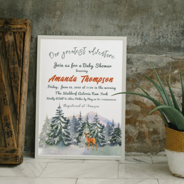 Modern Winter Our Greatest Adventure Baby Shower Invitation (Creator Uploaded)