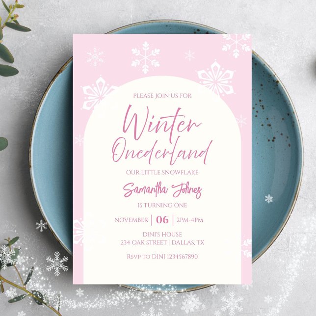 Modern Winter Our little snowflake 1st birthday Invitation (Creator Uploaded)