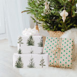 Modern Winter Pine Green Watercolor Tree Wrapping  Wrapping Paper<br><div class="desc">Modern Winter Pine Green Watercolor Tree</div>