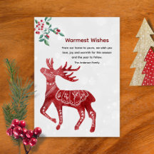 Modern Winter Red Moose Scandi Japandi Christmas