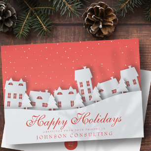 Modern Winter Scene   Holiday Greetings Card