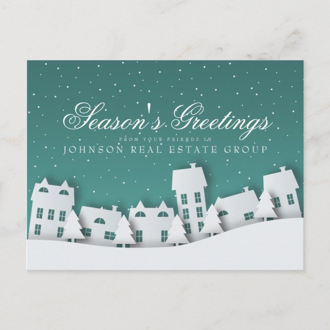 Modern Winter Scene | Holiday Season's Greetings Postcard (Front)
