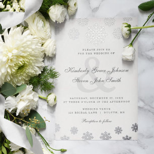 Modern Winter Silver Snowflakes Wedding